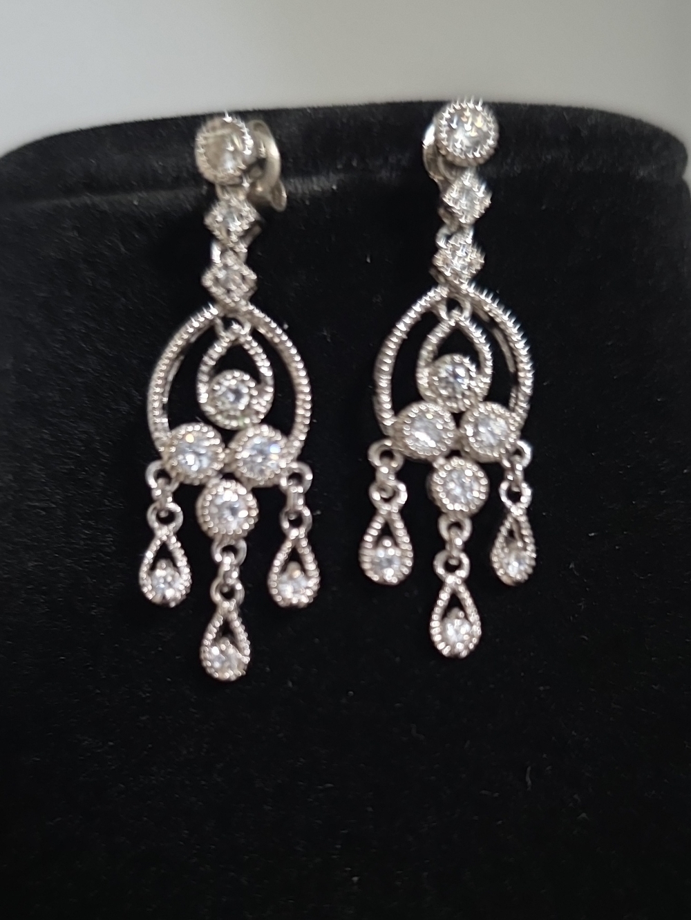Sterling Silver Chandelier Earrings With Cubic Zirconia
